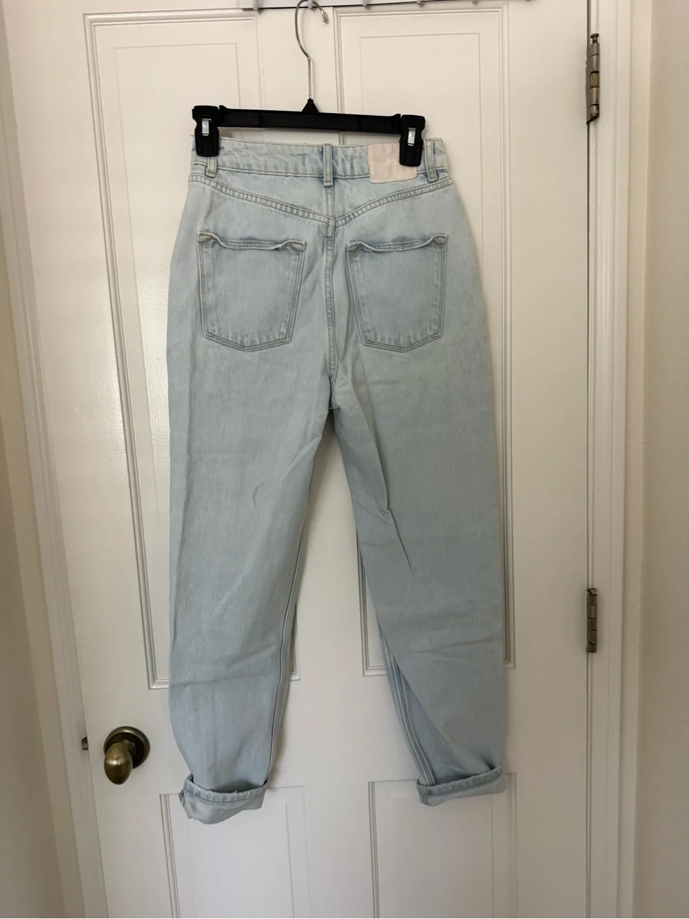 Zara Light Blue High-Rise Straight Jeans